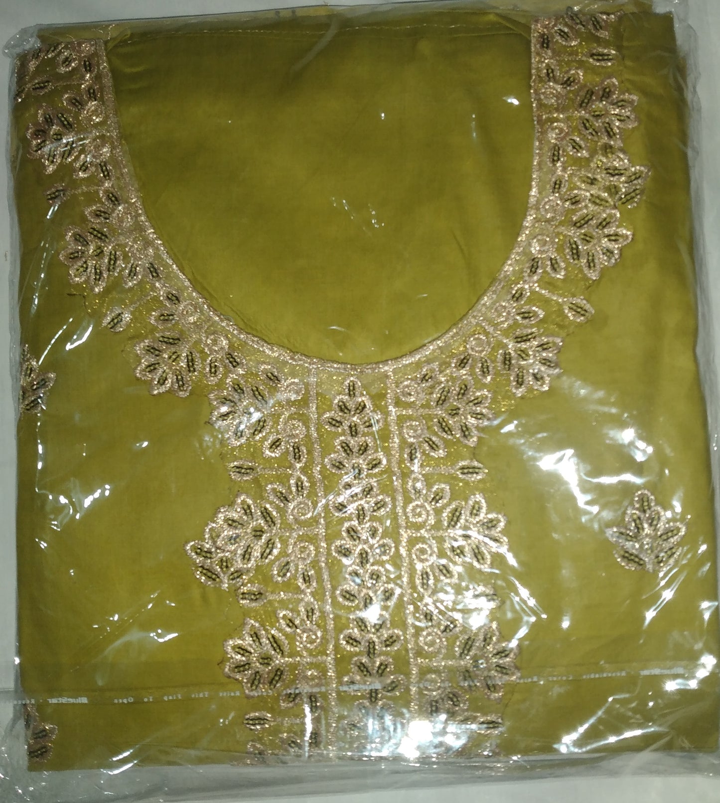 Cotton Fabric Un Stitched Olive Green Embroidered