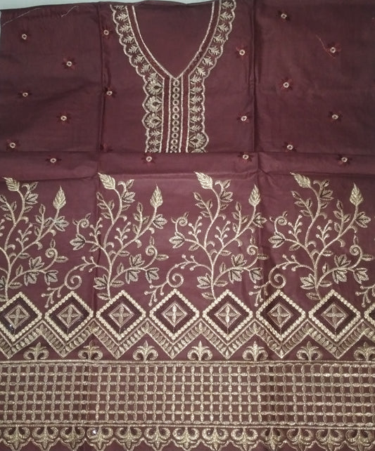 High Quality Cotton Fabric Un Stitched Maroon