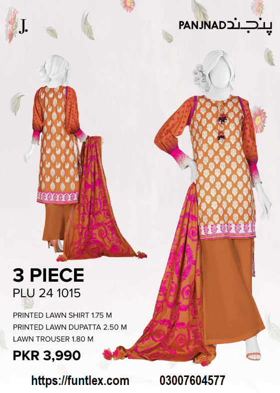 PANJNAD Lawn Printed 3 Piece Unstitched Suit