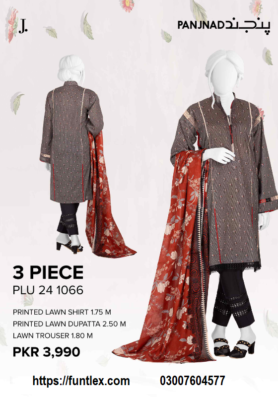 PANJNAD Lawn Printed 3 Piece Unstitched Suit