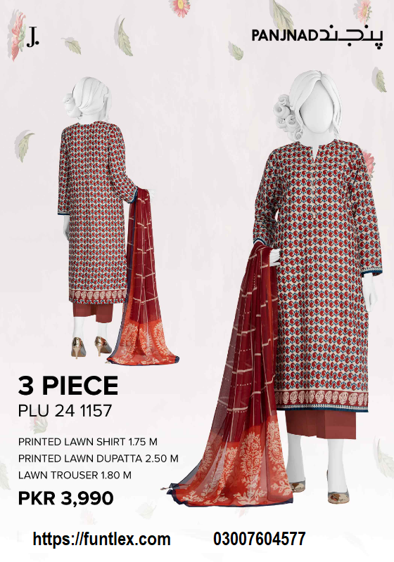 PANJNAD Lawn Printed 3 Piece Unstitched Suit