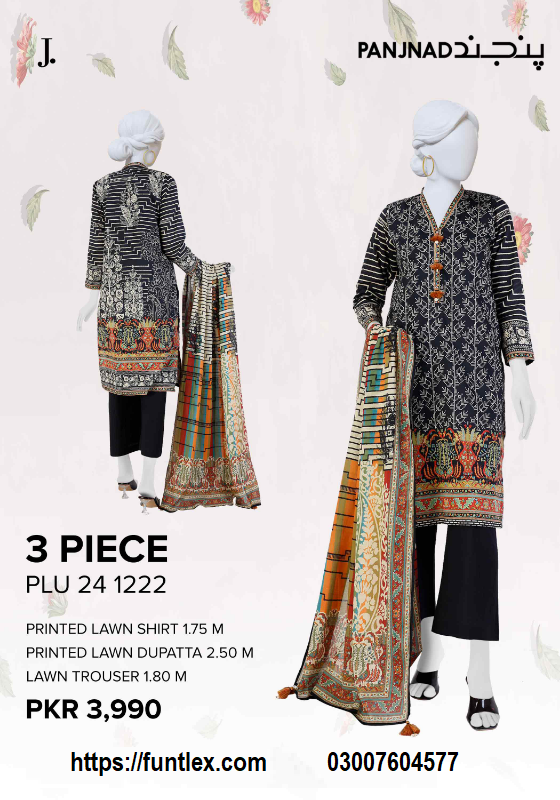 PANJNAD Lawn Printed 3 Piece Unstitched Suit