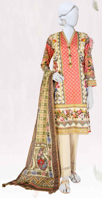 PANJNAD Lawn Printed 3 Piece Unstitched Suit