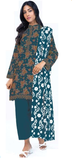 Alkaram 3 Pc Printed Lawn Suit With Printed Lawn Dupatta