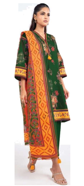 Alkaram 3 Pc Printed Lawn Suit With Printed Lawn Dupatta