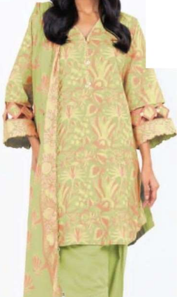 Alkaram 3 Pc Printed Lawn Suit With Printed Lawn Dupatta