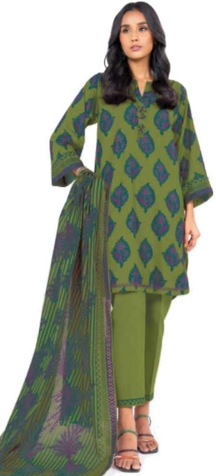 Alkaram 3 Piece Printed Lawn Suit With Printed Lawn Dupatta