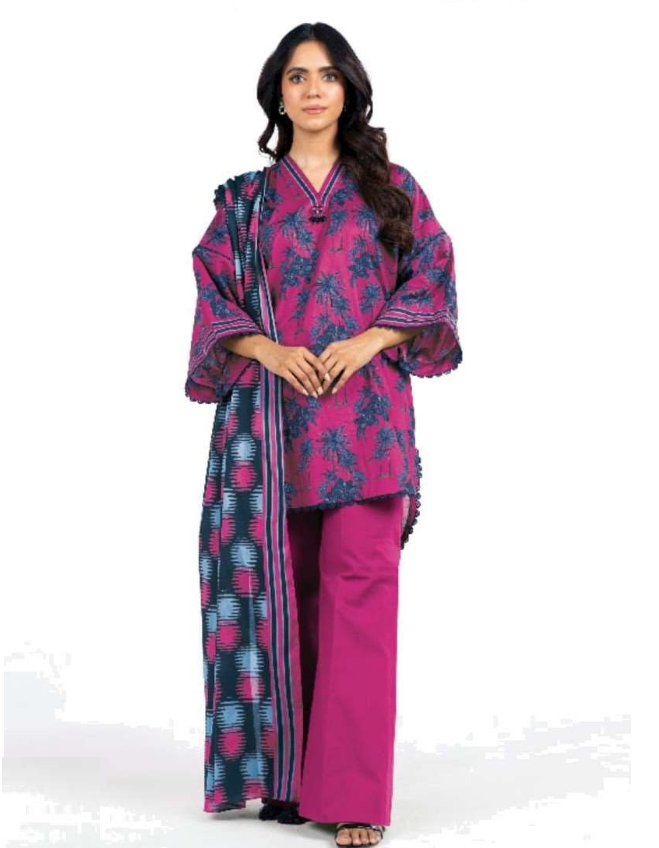 Alkaram 3 Pc Printed Lawn Suit With Printed Lawn Dupatta