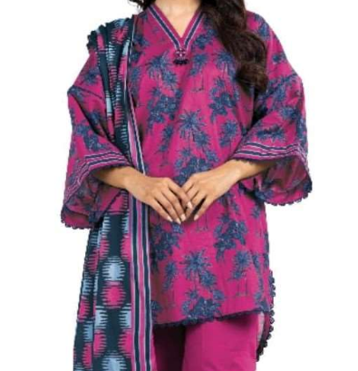 Alkaram 3 Pc Printed Lawn Suit With Printed Lawn Dupatta