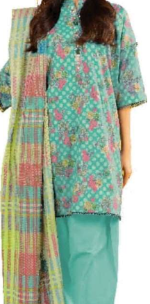 Alkaram 3 Piece Printed Lawn Suit With Printed Lawn Dupatta