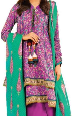 Alkaram 3 Pc Printed Lawn Suit With Printed Lawn Dupatta