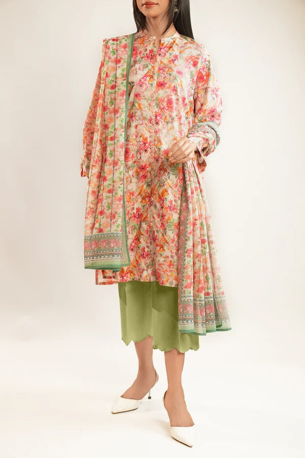 Saya Unstitched Printed Lawn 3 Piece Multi Colour