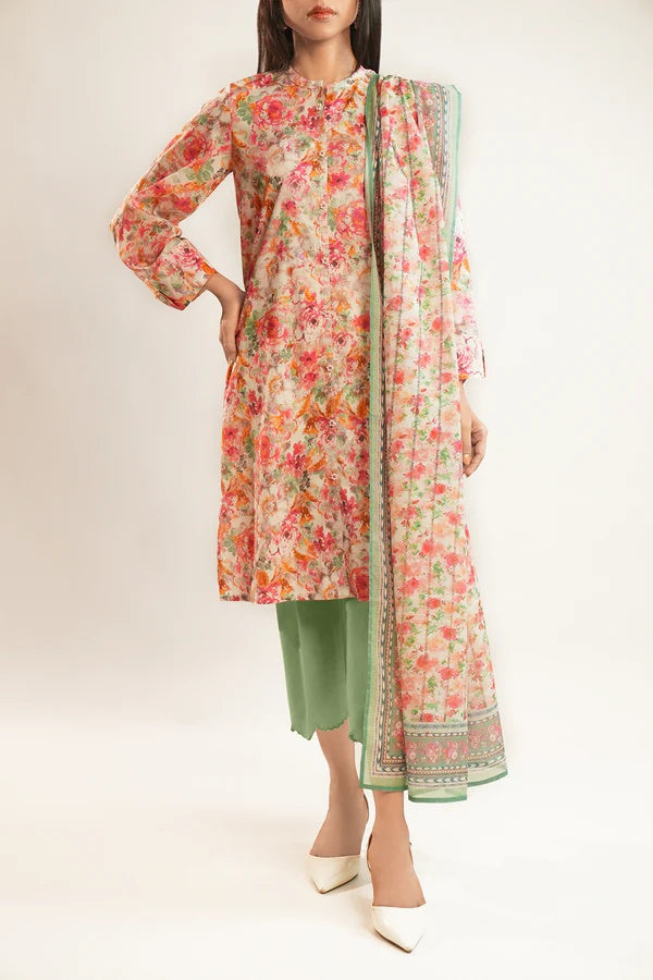 Saya Unstitched Printed Lawn 3 Piece Multi Colour