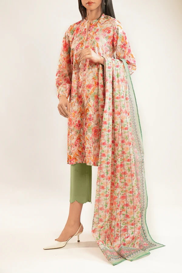 Saya Unstitched Printed Lawn 3 Piece Multi Colour